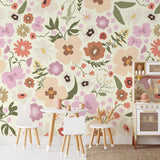 Hadley Wallpaper by Wall Blush SG02 in a stylish children's playroom, with floral design as the focal point.

