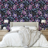Agnes Wallpaper by Wall Blush SG02 in a stylish bedroom with a floral focus, creating an elegant atmosphere.
