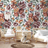 Chic children's room featuring The Ania Zwara Line Harper Wallpaper with large floral design.
