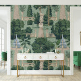 Athena Wallpaper by Wall Blush SG02 enhancing classical theme in elegant entryway, focus on detailed wall design.
