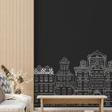 Madeline Dark Wallpaper by Wall Blush in a modern living room, showcasing elegant wall decor focus.
