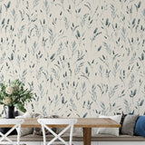Keeping the Faith Wallpaper by The Tamra Judge Line in a cozy dining room setting with floral design focus.
