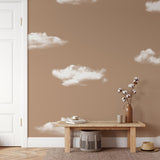"Wall Blush's Cloud 9 Wallpaper highlighting serene atmosphere in a modern living room setting."