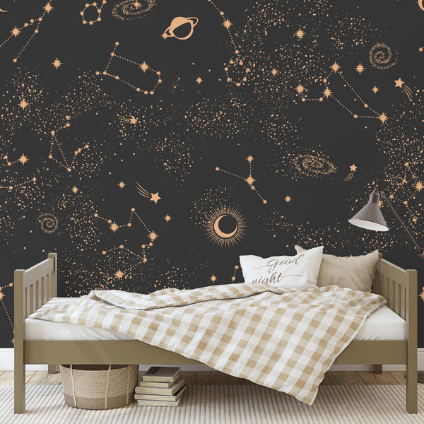 Milky Way - Charcoal and Tan Constellation Planetary Peel and Stick ...