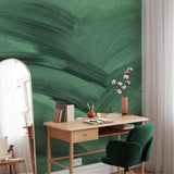 "Emerald Wallpaper by Wall Blush in a modern home office showcasing vibrant accent wall focus."