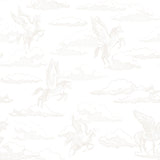 "Wall Blush Enchanted (Off White) Wallpaper featuring whimsical unicorns in a child's room."