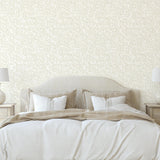 Elegant Estelle Wallpaper by Wall Blush SG02 in a Stylish Bedroom, displaying intricate design and modern decor.
