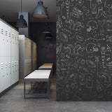 Blitz Wallpaper by Wall Blush SM01 elevates modern locker room with sports-themed design focus.
