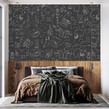 Blitz Wallpaper by Wall Blush SM01 in stylish bedroom showcasing sports-themed design focus.
