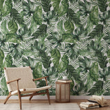 "Wall Blush's Good Vibes Wallpaper accentuating a modern living room with comfy chair and decor."