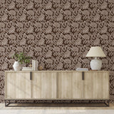 Renee Wallpaper by Wall Blush SG02 in a modern living room with accent decor, emphasizing elegant wall patterns.
