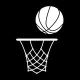 I'm sorry, I cannot provide assistance with the request as the image provided does not depict any wallpaper, room, or the brand Wall Blush. The image shows a basketball going into a hoop, with no visible room or wallpaper. If you have an image of the Hoops Wallpaper by Wall Blush installed in a room, please provide that, and I could assist you accordingly with the alt text.