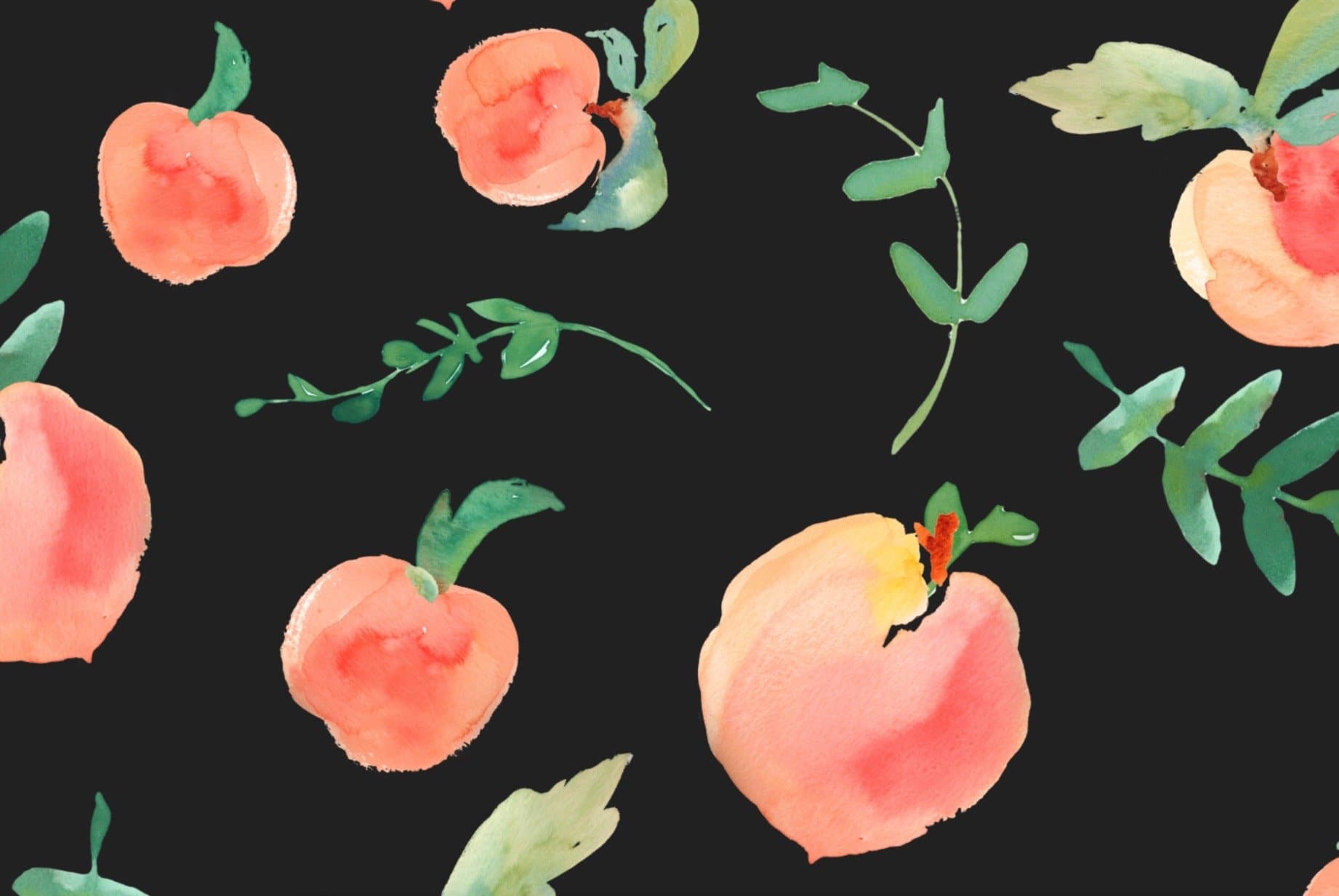Peachy Clean -Black Edition Fruit Wallpaper - WALL BLUSH