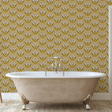 Josephine Wallpaper by Wall Blush SG02 enhances the elegance of a chic bathroom interior.
