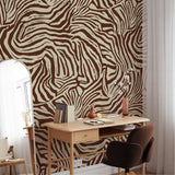 "Jules Wallpaper by Wall Blush adding a bold pattern to a modern home office space, highlighting the wall as the focal point."