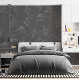 Modern bedroom featuring Summit (Grey) Wallpaper by Wall Blush SM01, with focus on stylish wall decor.
