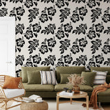 "Luana Wallpaper by Wall Blush in a stylish living room, with a focus on the bold pattern as the main decor."