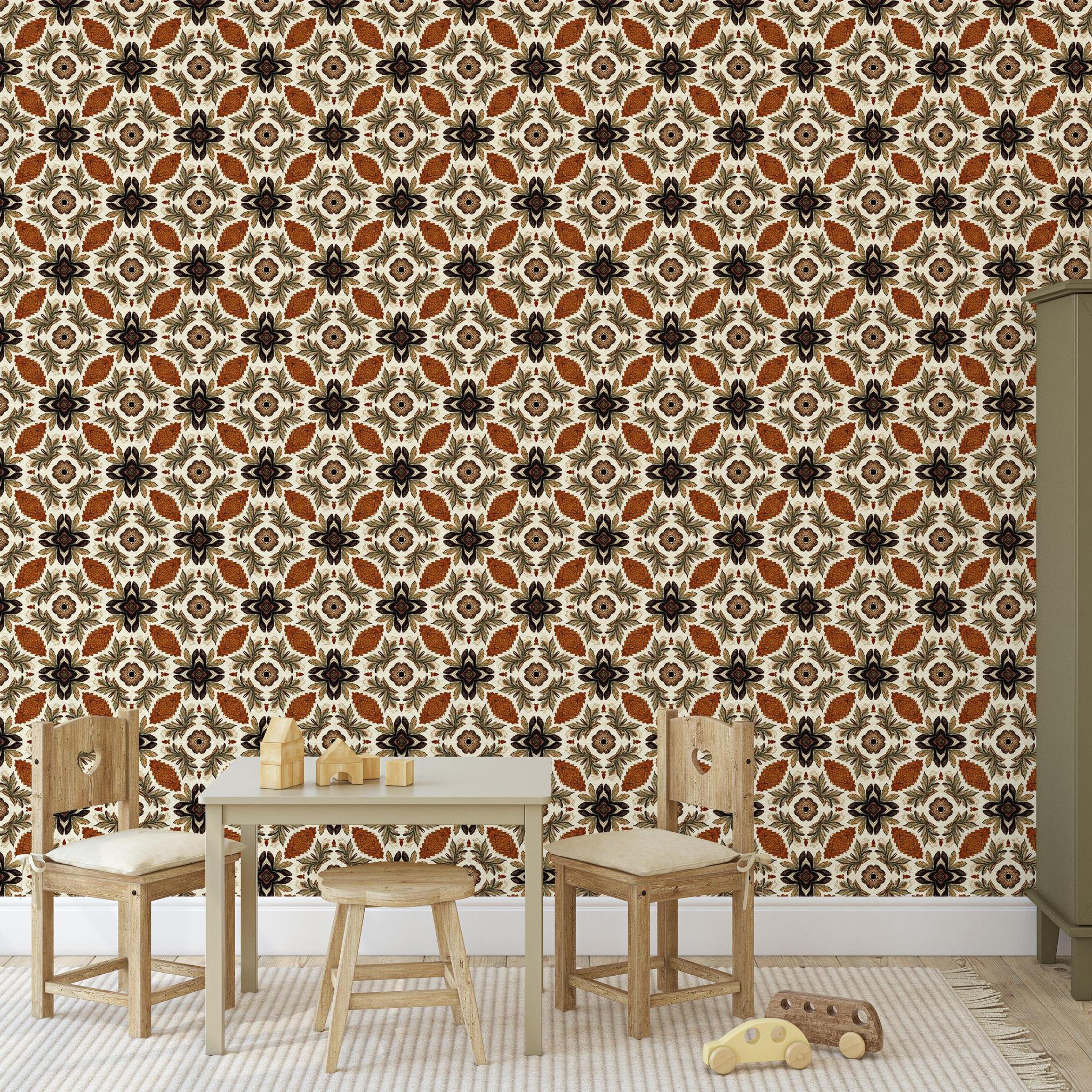 Maple Wallpaper by Wall Blush SG02, featured in stylish dining room, enhancing the space's ambiance.
