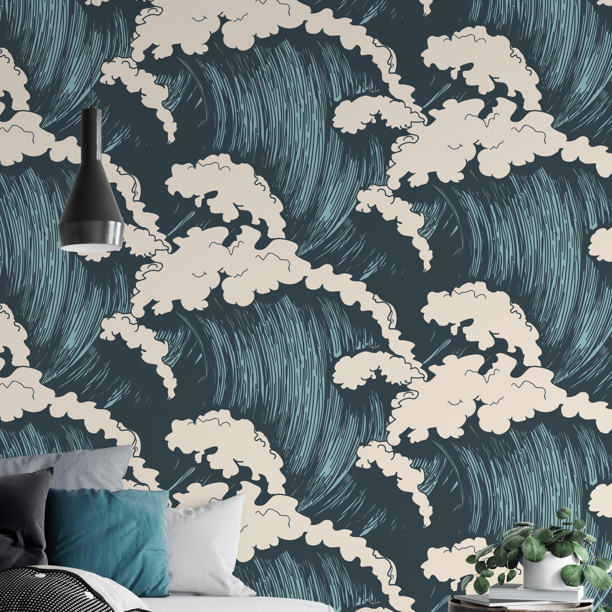 Maverick Wallpaper from Wall Blush SG02 enhancing a modern living room ambiance with stylish wall accent.
