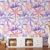 Nim Wallpaper by Wall Blush SG02 with colorful tropical pattern in a stylish child's room, focus on wall decor.
