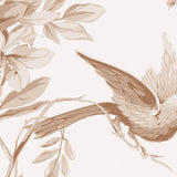 Close-up of Pemberly Wallpaper by Wall Blush AW01 featuring bird design in a living room setting.
