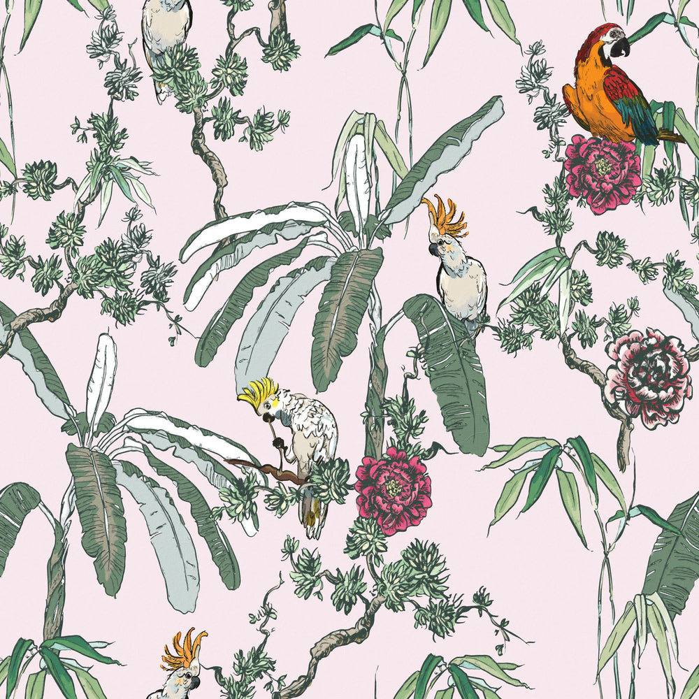 Jewel - Pink Tropical Wallpaper