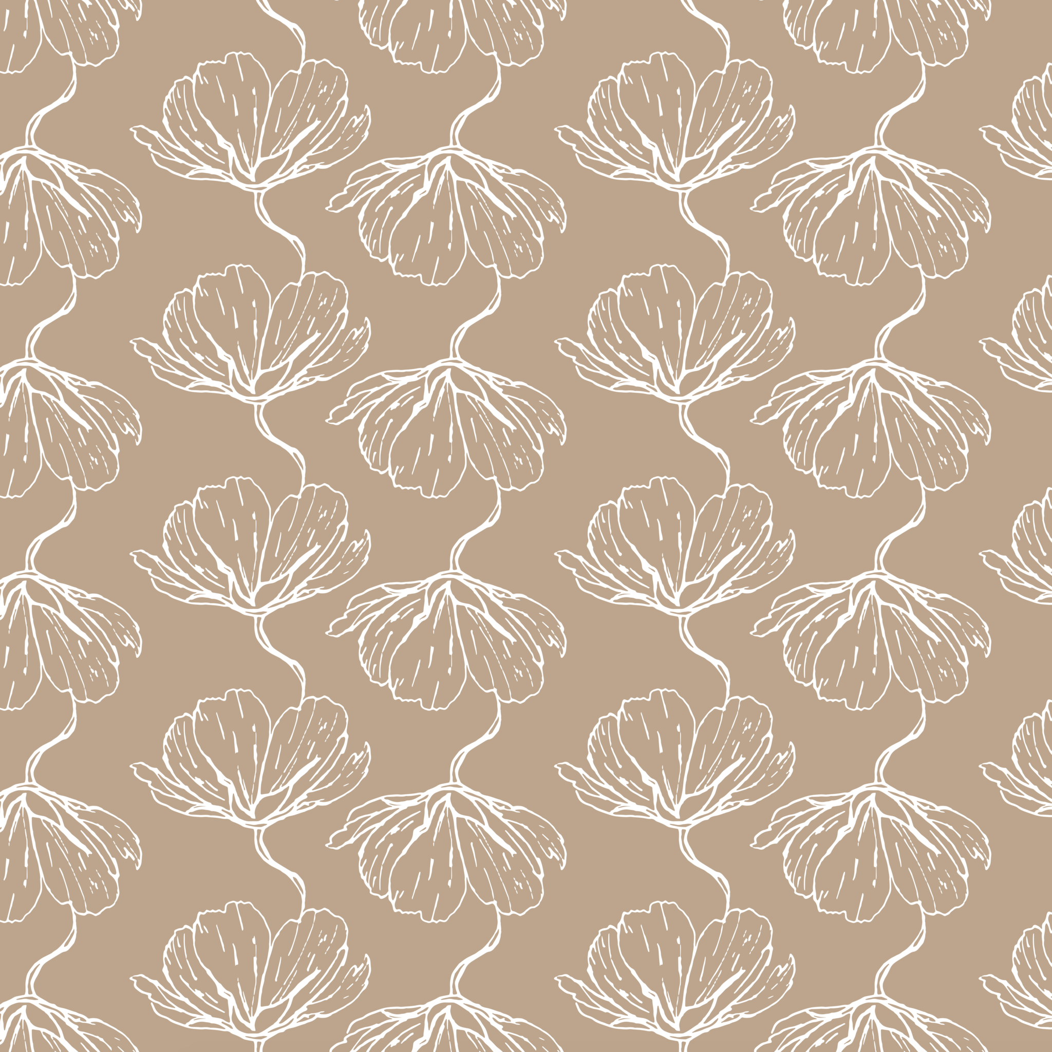 Bloom Wallpaper by The Minty Line featured in a modern living room, showcasing elegant floral patterns.
