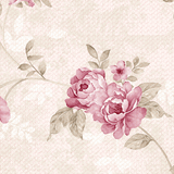 Alt: Elegant Coco's Cottage Wallpaper from The 7th Haven Interiors Line, featuring a floral pattern in a living room setting.
