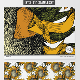 Arie Wallpaper sample set from The Chelsea DeBoer Line, showcasing sunflower design for living room decor.
