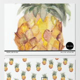 Alt: Tropic Like It's Hot Wallpaper by The Salem Gideon Line, showcased in a light-filled modern room setting, emphasizing vibrant pineapple design.
