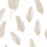 Serena Wallpaper by Wall Blush with elegant pampas grass design for a neutral-themed living room decor.
