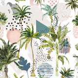 Paradise Wallpaper by The Clements Crew Line, tropical design for modern living room walls
