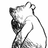 The image you've provided does not depict a room or wallpaper. It is a black and white line drawing of what appears to be a bear. Since the image content doesn't match the instructions provided, I'm unable to create an alt text based on the specifications for Winnie Wallpaper from Wall Blush SM01 in a specific type of room. However, if the image did match your description, an appropriate alt text might be: Elegant 'Winnie Wallpaper' by Wall Blush SM01 installed in a modern living room, enhancing the decor.
