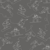 "Wall Blush Summit (Grey) Wallpaper featuring snowboarders, ideal for a modern bedroom or living space."