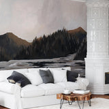 Solitude Wallpaper from The David Brazier Line enhancing a modern living room setting.
