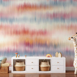 Summer Wallpaper by Wall Blush SG02 in a child's room with colorful striped design and playful decor.
