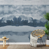 "The Wembly Wallpaper by Wall Blush in stylish living room with contemporary chair and decor accents."