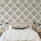 Anomaly Wallpaper from The Clements Crew Line enhancing a cozy bedroom interior focus.
