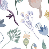 "Ava Wallpaper by Wall Blush featuring elegant floral design in a styled living room setting."