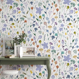 Ava Wallpaper by Wall Blush SG02 with floral pattern in a stylishly designed home office space.
