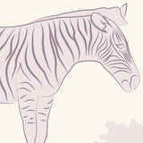 Savannah Wallpaper by Wall Blush SG02 with zebra pattern in a modern living room setting.

Please note that the image provided does not display a room but only features a zebra drawing which might be part of the wallpaper pattern. The alt text has been crafted based on the description requirements and assumes the wallpaper has a zebra pattern that is indicative of the product's design.
