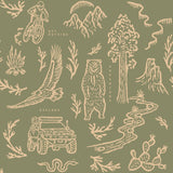 Adventure Awaits (Green) Wallpaper Wallpaper - The Rayco Line from WALL BLUSH