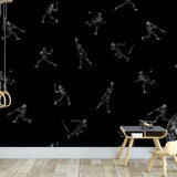 Batter's Up (Black) Wallpaper by Wall Blush SM01 in a stylish kid's room with sports theme focus.
