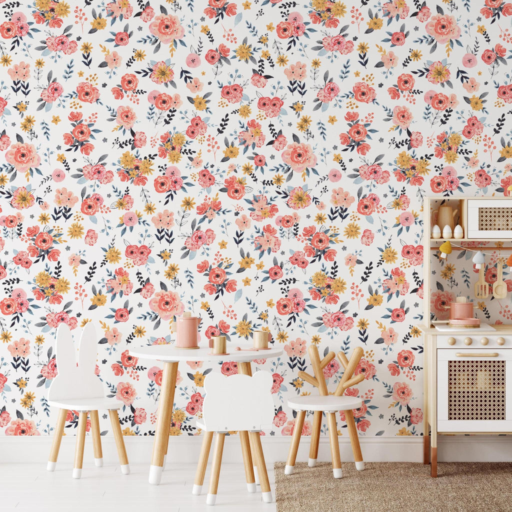 In Bloom (White) Wallpaper | WALL BLUSH