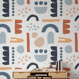 Milo Wallpaper by Wall Blush SG02 featured in a modern home office with abstract design focus.
