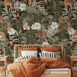 Tanzania Dark Brown Wallpaper by Wall Blush SG02 featured in stylish modern bedroom interior.
