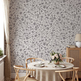 "Eloise Wallpaper by Wall Blush in cozy dining room with floral design as focal wall decor."