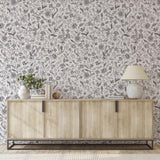 Elegant Eloise Wallpaper by Wall Blush SG02 in a modern living room, highlighting the floral design.
