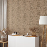 "Modern living room featuring Wall Blush's Charlie Wallpaper with stylish spotty pattern."