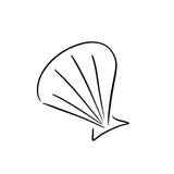 It seems there's been a misunderstanding. The image provided does not show a room with Seashore Wallpaper by Wall Blush but rather a simple drawing of a seashell. If you have an image of a room with the specified wallpaper that you would like to analyze, please provide it, and I will help create a suitable alt text according to your specifications.